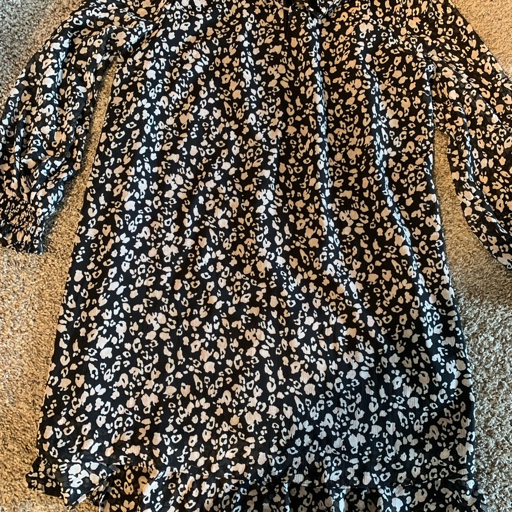 Ann Taylor Black and White Bishop Sleeve Sundress